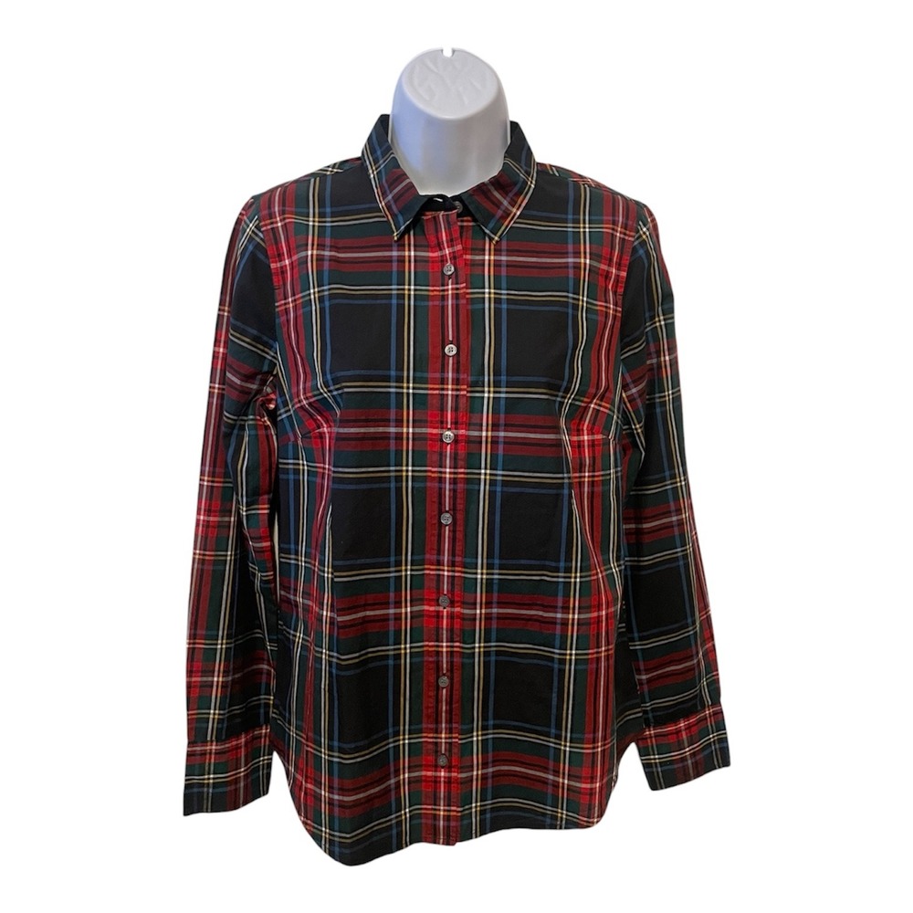 J. Crew Perfect Plaid Button Down Shirt Women Size 6 Red Green‎ Blue Classic Fit